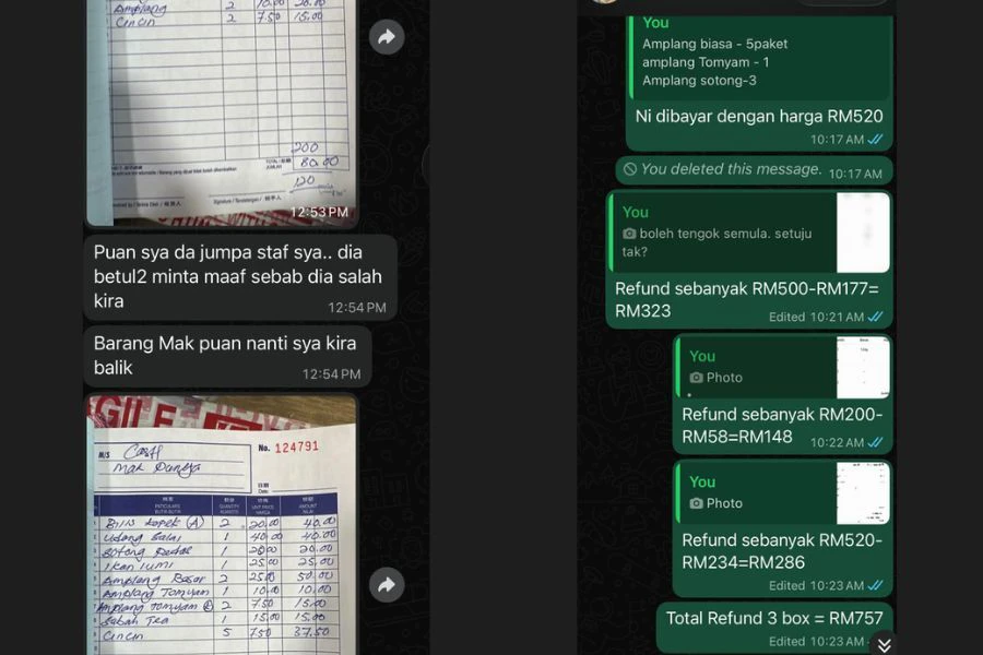 Peniaga itu bagaimanapun membuat bayaran balik sekali gus menyelesaikan isu tular di media sosial.