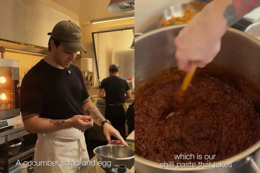 Setiap langkah memasak mengekalkan cita rasa autentik Malaysia termasuk sambal dimasak menggunakan belacan.