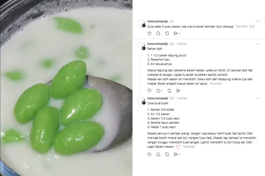 Perkongsian resipi mencuri perhatian pengguna Threads.
