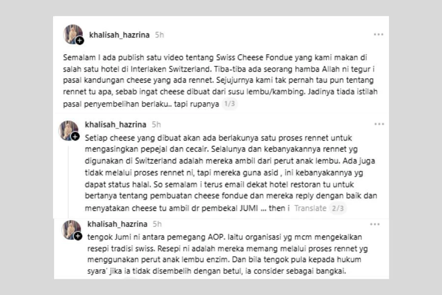 Perkongsian Khalisah mengundang perhatian ramai.