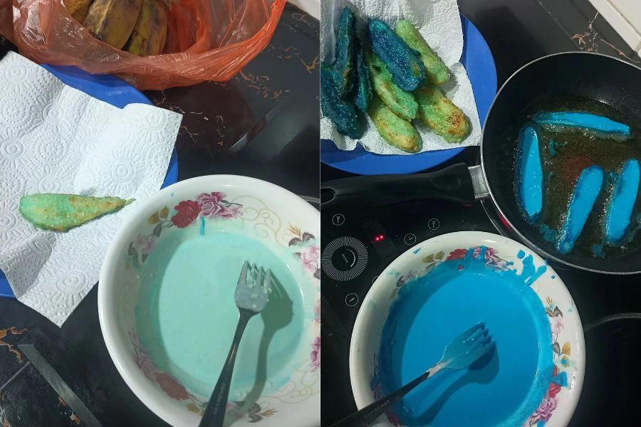 Sekiranya mahu kelainan dari biasa boleh tambahkan pewarna biru atau pilihan.