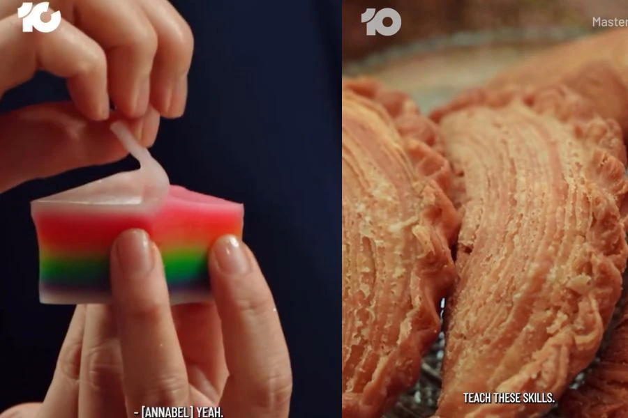 Poh Ling Yeow menunjukkan teknik menghasilkan kuih lapis dan karipap diwarisi daripada keluarganya.