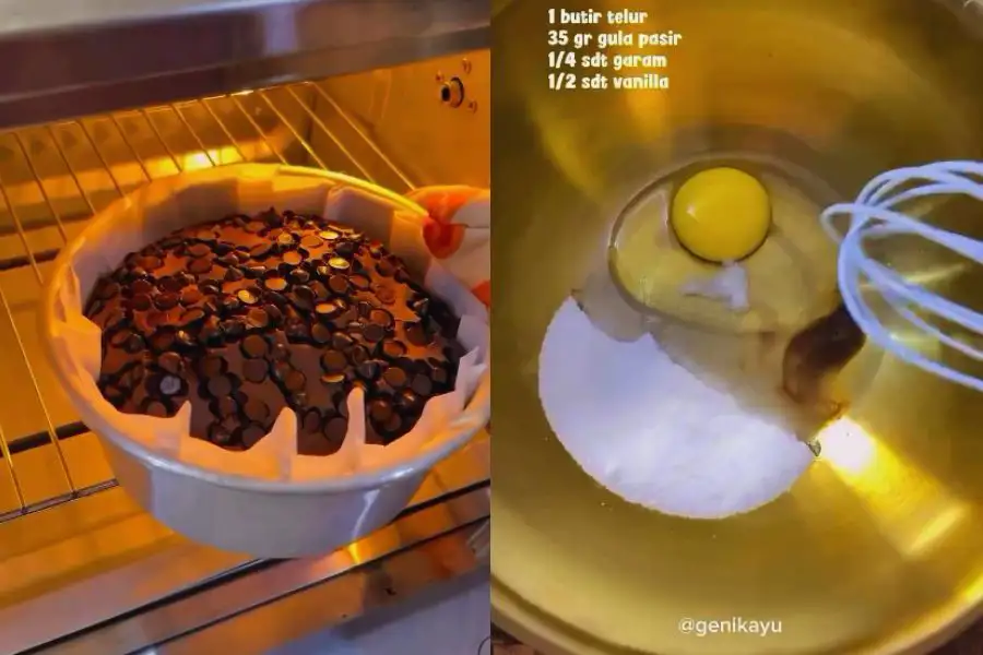 Tepung pulut memberikan tekstur kenyal manakalah coklat gelap hasilkan rasa pahit manis seimbang.