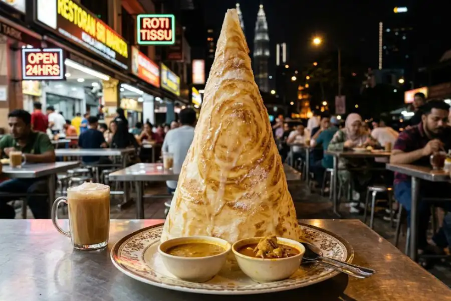 Roti tisu antara menu pilihan ramai kerana rasanya manis dan rangup.