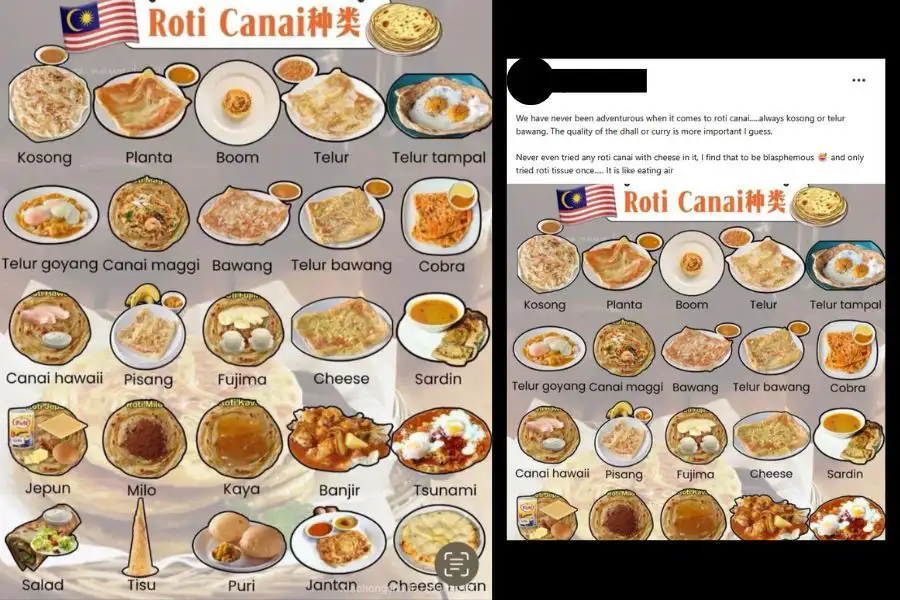 Lelaki ini membuat senarai ringkas mengenai roti canai popular.