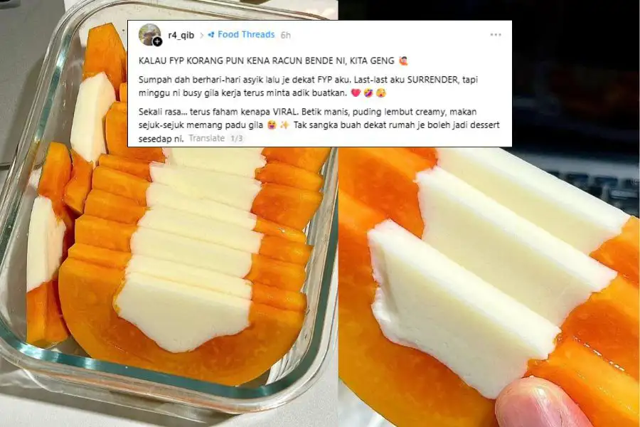 Tekstur agar-agar lembut sesuai dipadankan dengan rasa manis semula jadi betik.