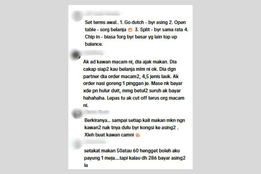 Komen netizen di laman media sosial.