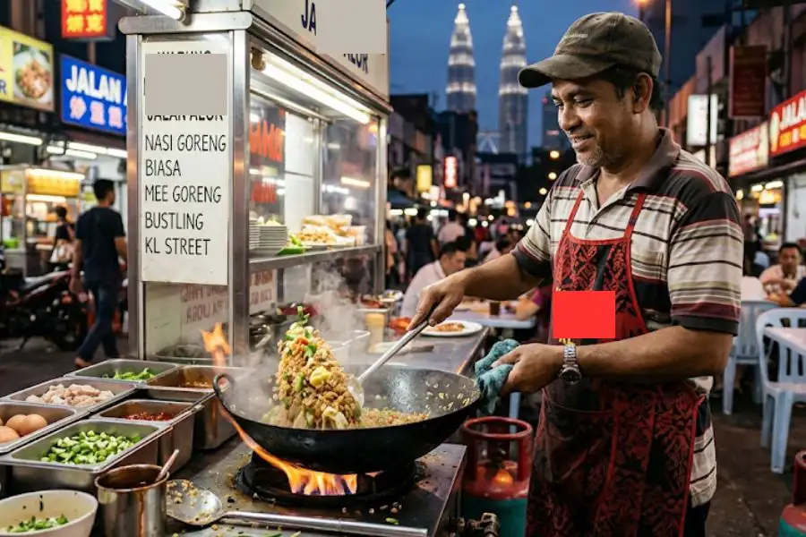 Nasi goreng USA dikatakan bermaksud udang, sotong dan ayam digunakan dalam hidangan itu.
