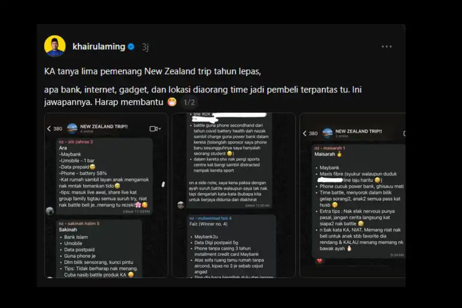 Khairul Aming berkongsi tip dari pemenang lalu.