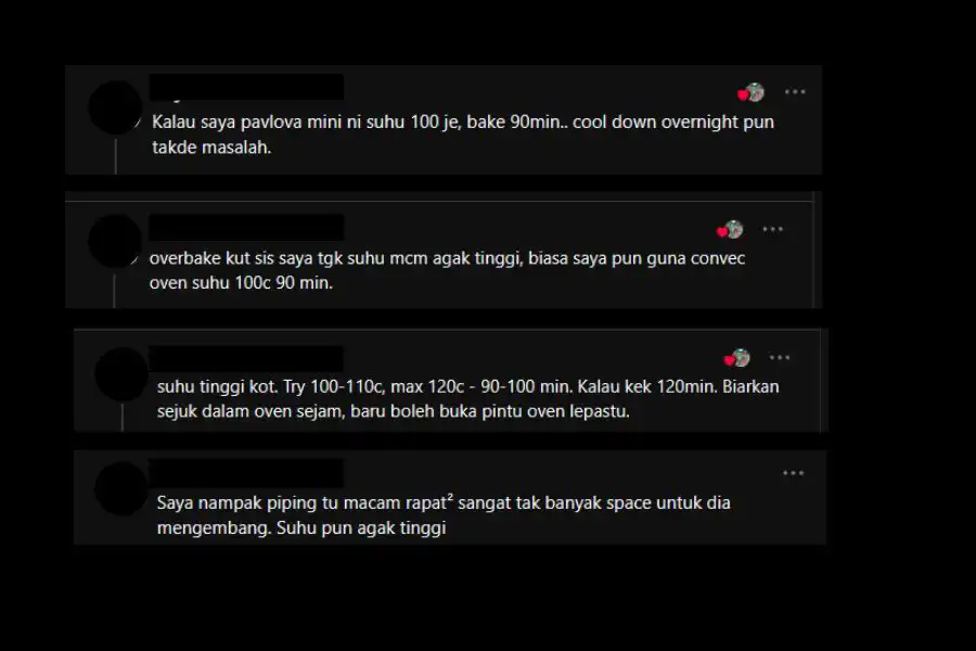 Rata-rata netizen berkongsi pandangan mengenai punca pavlova menjadi liat.