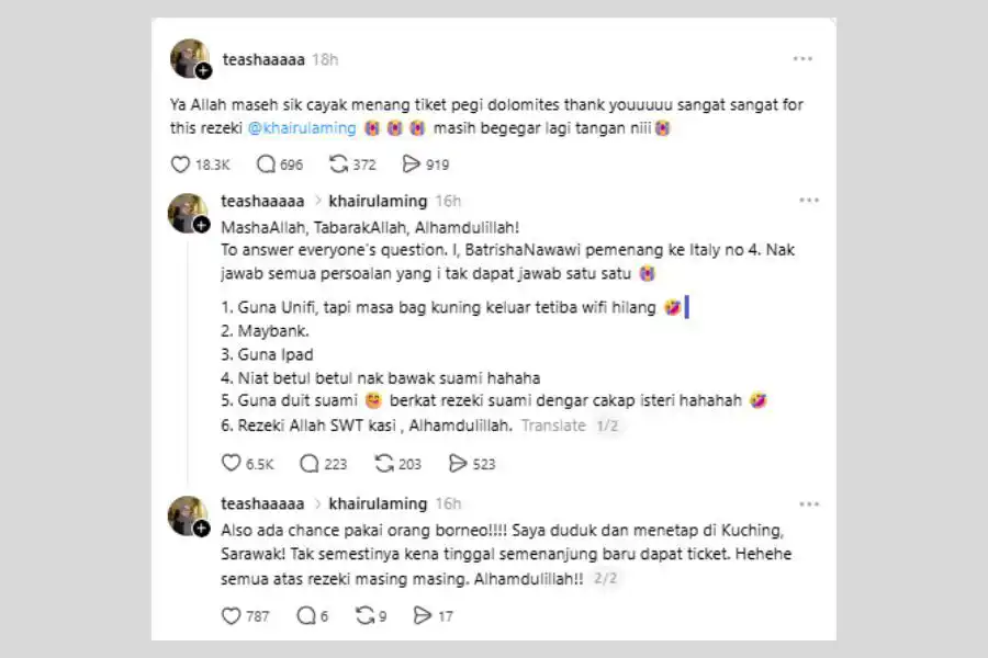Perkongsian tersebut mencuri perhatian ramai.