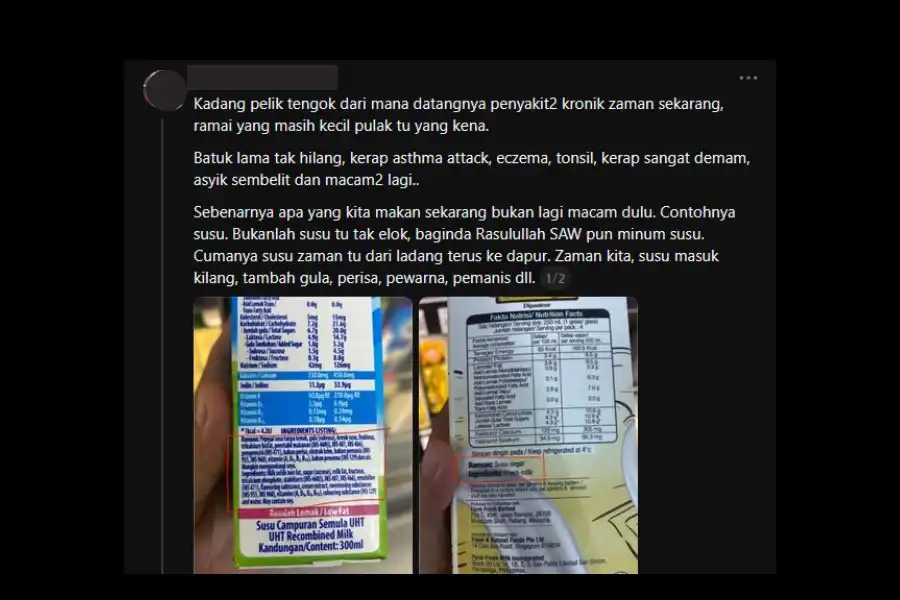 Wanita ini berkongsi pandangan peribadi mengenai pengambilan produk tenusu dalam kalangan kanak-kanak.