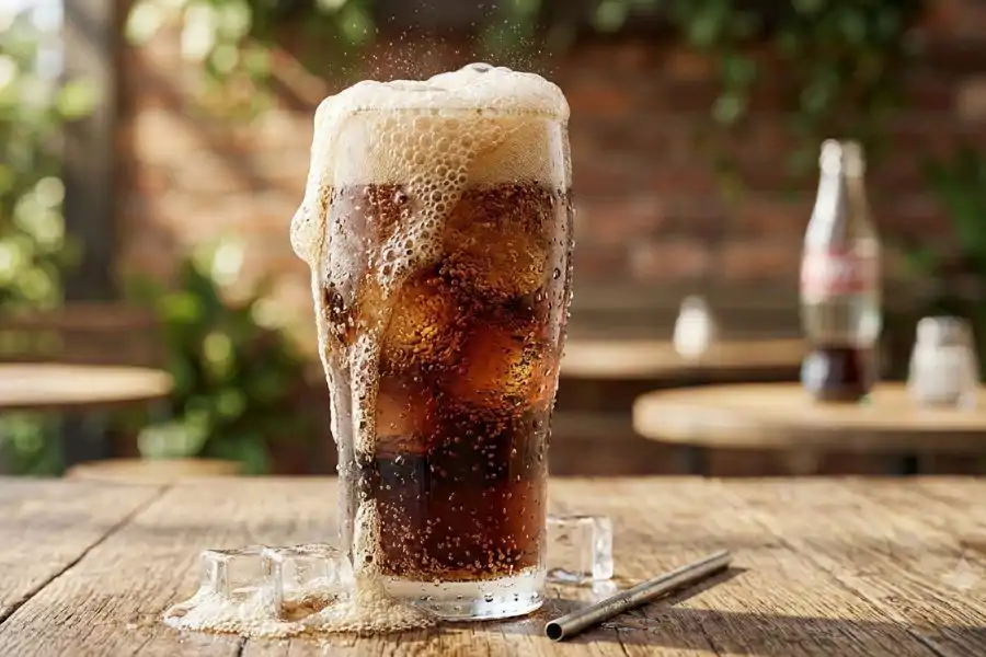 Minuman berkarbonat khususnya soda tanpa gula cenderung menghasilkan buih yang banyak apabila dituangkan ke dalam gelas.