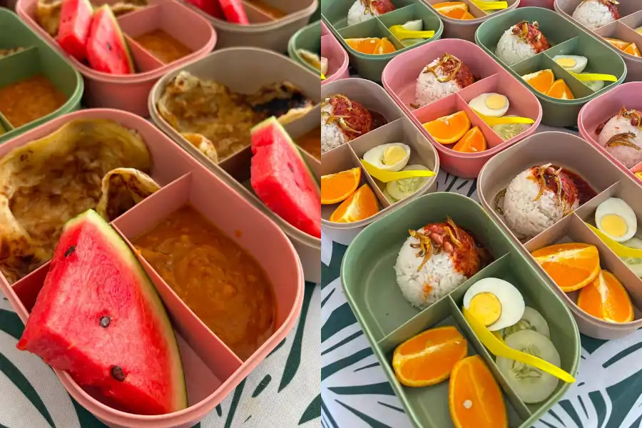 Antara menu RMT yang ada seperti nasi lemak dan roti canai.
