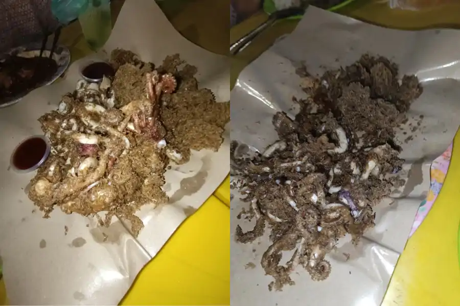 Sotong celup tepung berharga RM109 dikatakan berbau hangit.