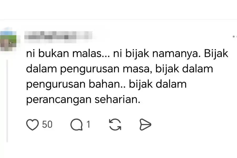 Netizen menganggap suri rumah tersebut bukan malas tetapi bijak.