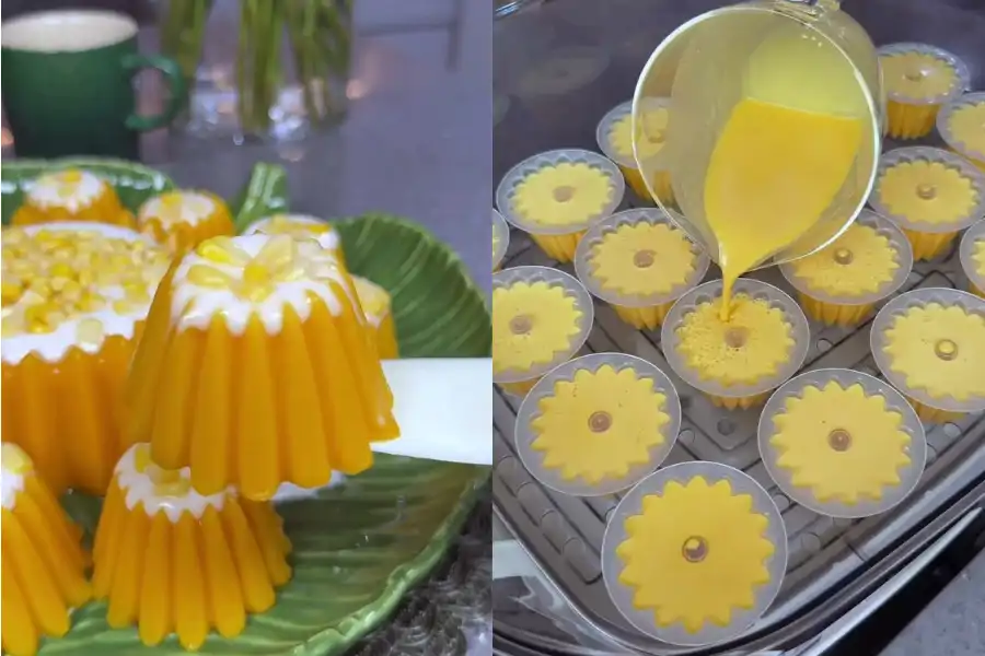Pencuci mulut kaswi jagung bersantan ini enak dimakan sejuk.
