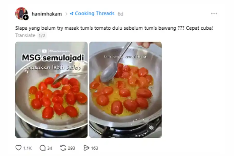 Hanim berkongsi petua itu di laman Threads.