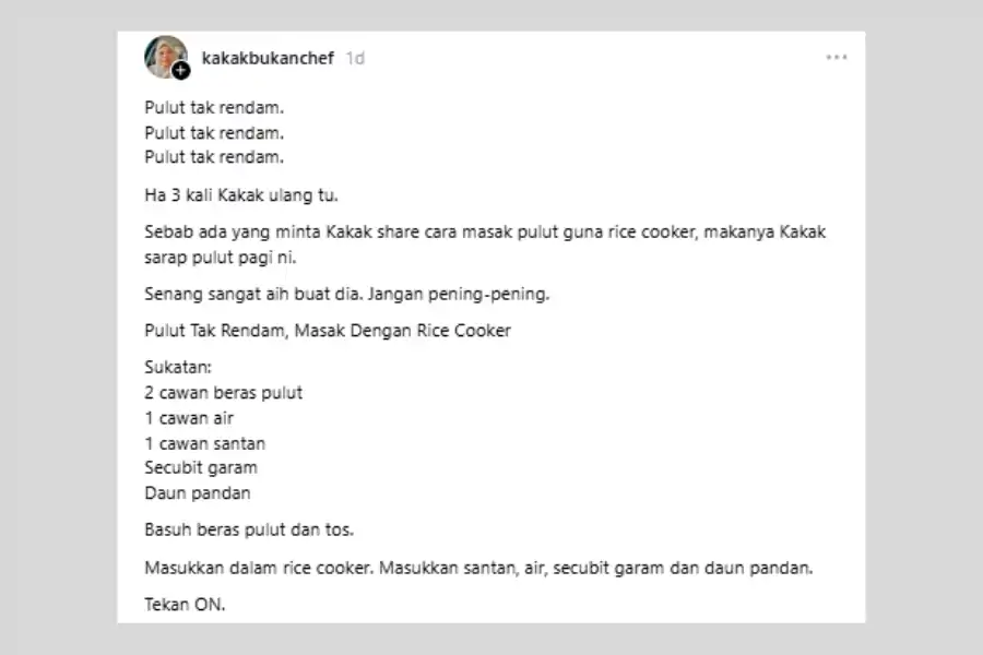 Perkongsian tersebut dibuat di laman Threads.