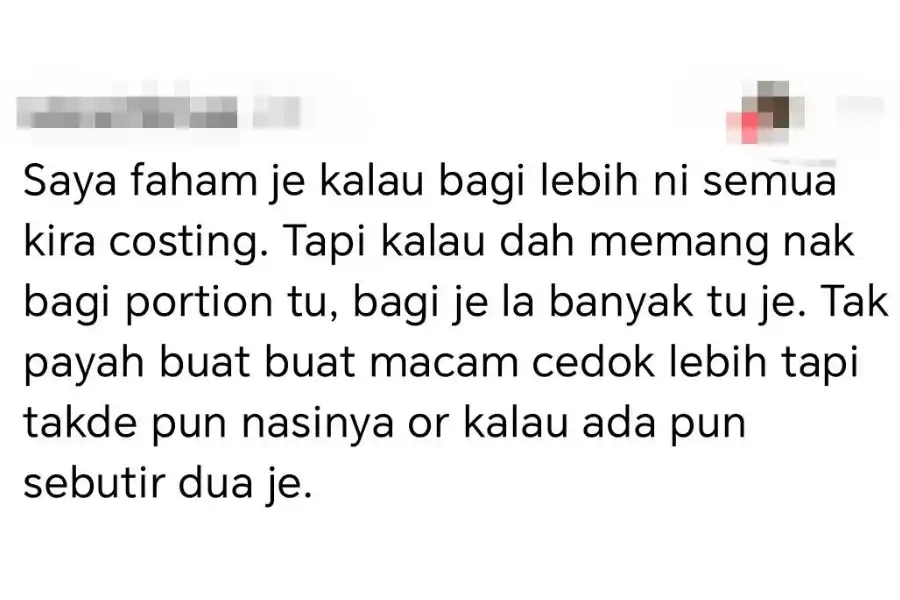 Antara komen netizen yang menegur sikap seorang peniaga nasi lemak.