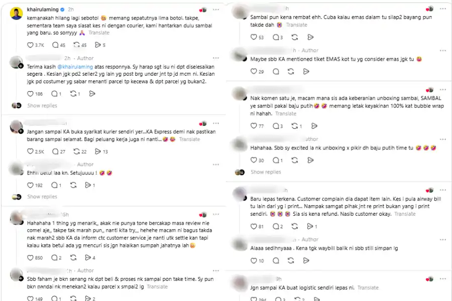Komen netizen di laman Threads.
