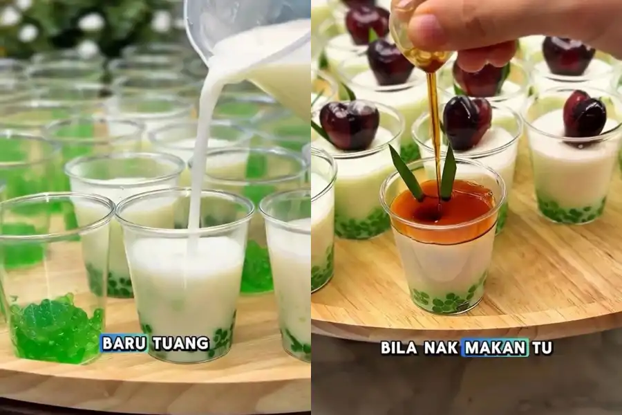 Dadih sagu gula Melaka sangat enak ketika dimakan sejuk. - Foto Ain Natasha/Threads