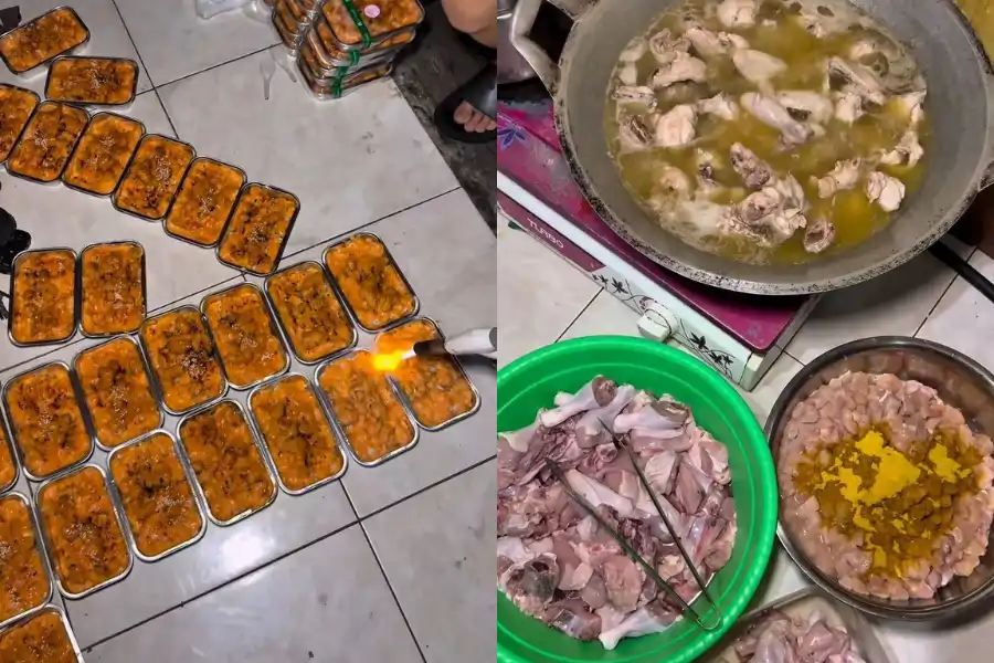 Keadaan sekeliling tempat tempahan makanan disiapkan juga kelihatan tidak bersih.