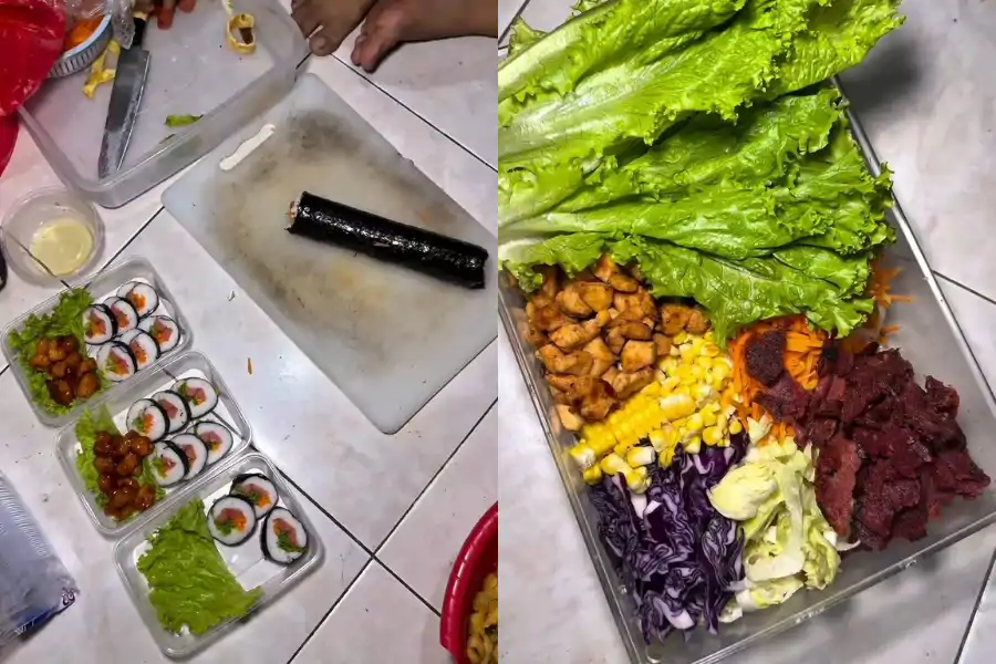 Bahkan papan pemotong yang digunakan untuk memotong makanan juga kelihata sangat kotor.