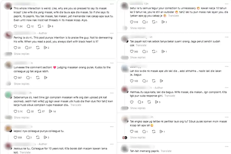 Komen netizen di laman Threads.