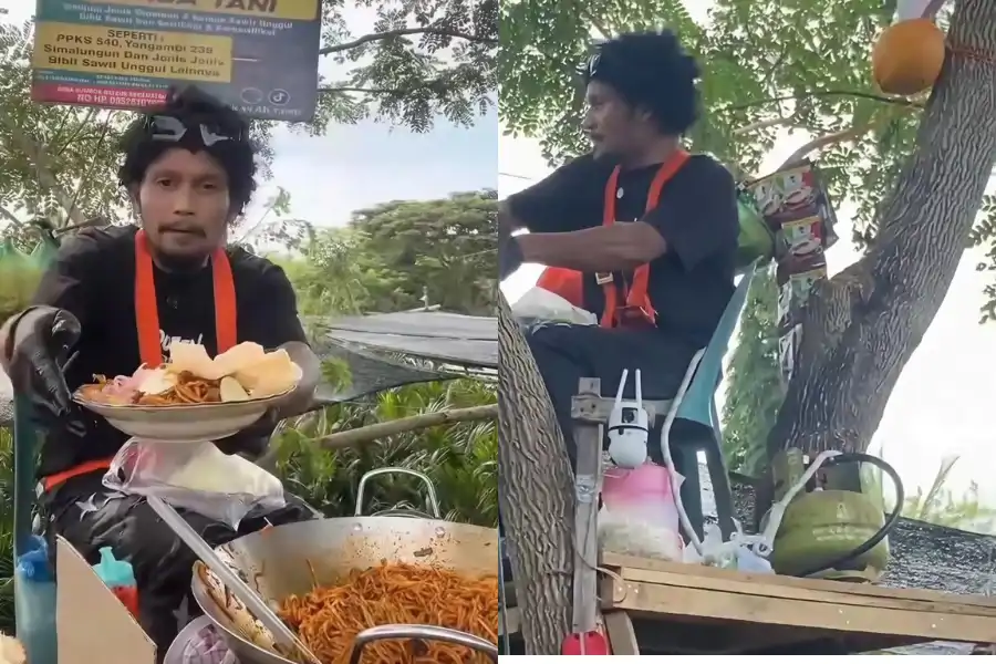 Bangbaneng memilih untuk berniaga di atas pokok kerana tidak mampu membayar sewa kedai.