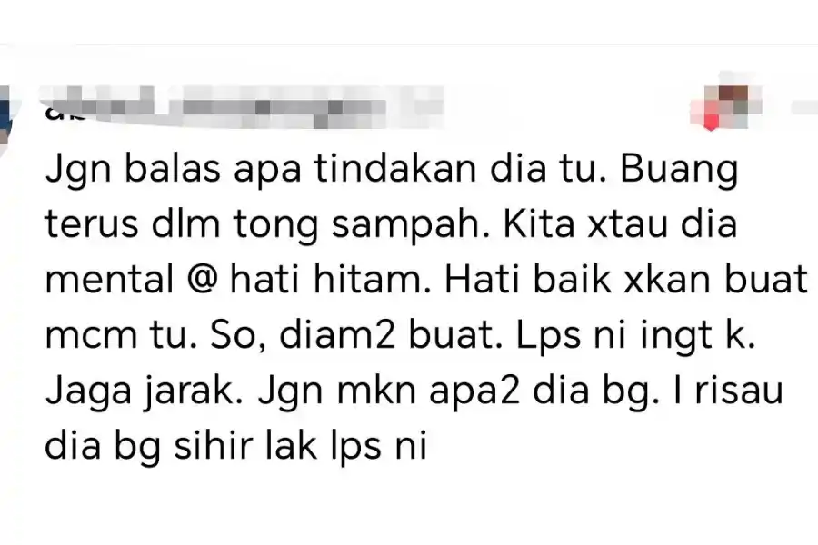 Antara nasihat oleh netizen yang meminta agar wanita terbabit mengabaikan jiran tersebut.