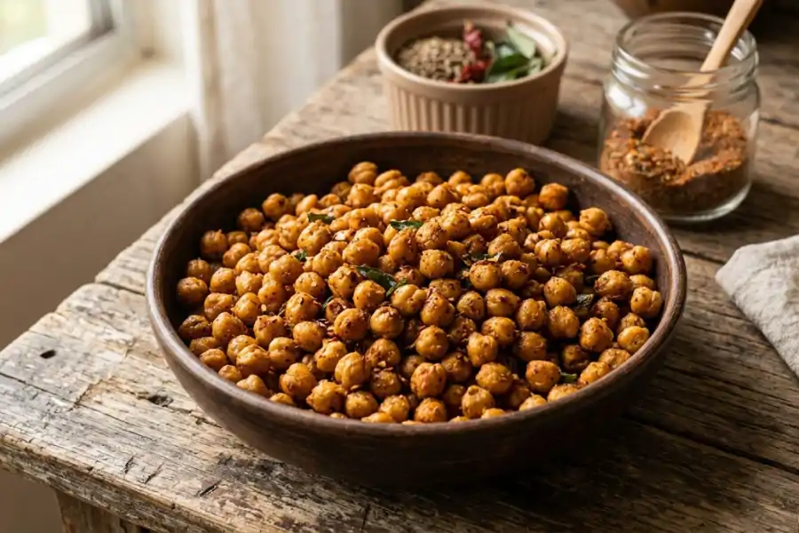 Kacang kuda boleh diperisakan dengan jintan putih, serbuk cili atau bawang putih sebelum dipanggang.