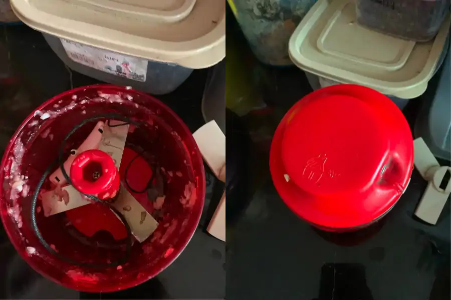 Wanita itu bertambah panik apabila 'chopper' yang dirosakkan adalah dari jenama terkenal Tupperware.