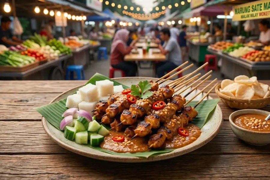 Tidak lengkap hidangan sate tanpa timun dan bawang.