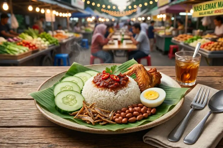 Nasi lemak sering dikaitkan dengan hidangan sarapan pagi di Malaysia.