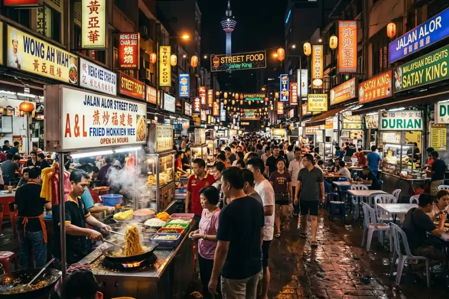 Antara lokasi tumpuan makanan di Kuala Lumpur adalah di Jalan Alor, Bukit Bintang.
