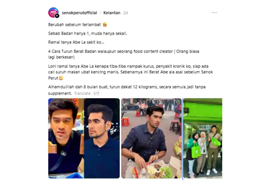 Perkongsian Abe La mencuri perhatian ramai.