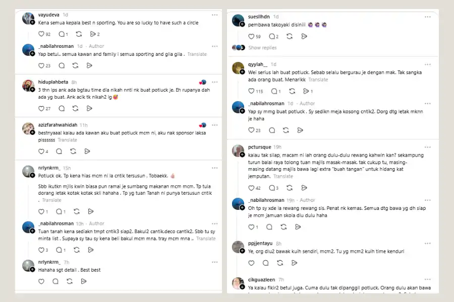 Komen netizen di laman Threads.