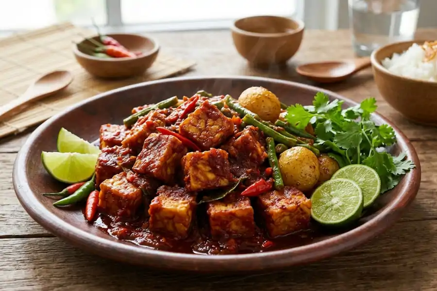 Selain digoreng, tempe juga sering dimasak sambal.