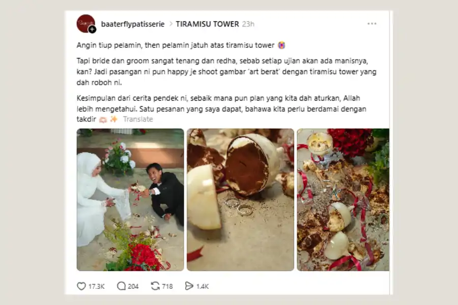 Pengusaha tiramisu itu sendiri kagum melihat reaksi pasangan tersebut.