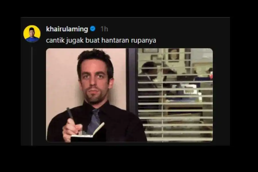 Khairul Aming turut memberi maklum balas terhadap hantaran itu.