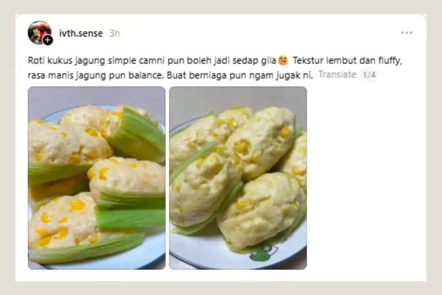 Perkongsian resipi menerusi hantaran Threads.