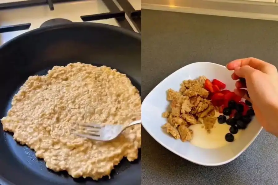 Lengkapkan oat hancur dengan Greek yogurt, strawberi dan bluberi.
