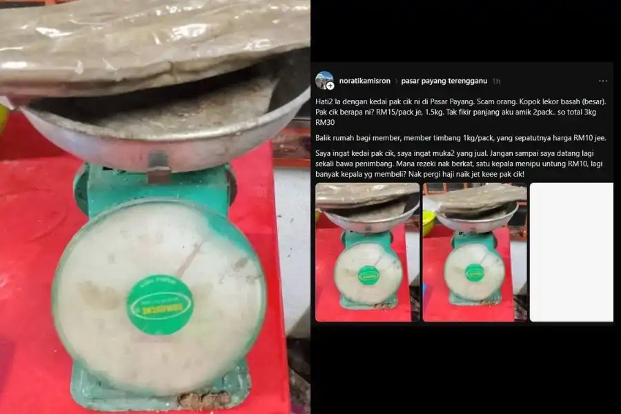 Seorang individu mendakwa dirinya ditipu peniaga keropok lekor di sekitar Pasar Payang, Terengganu.