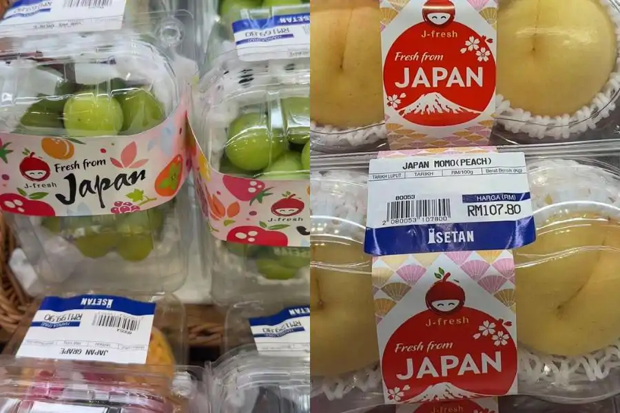 Antara buah-buahan import dari Jepun yang dijual di sebuah pusat beli belah Kuala Lumpur dan dikatakan harganya mahal.