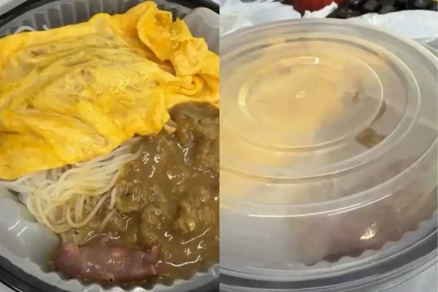 Video tular memaparkan seekor anak tikus sedang bergerak-gerak dalam hidangan tersebut.