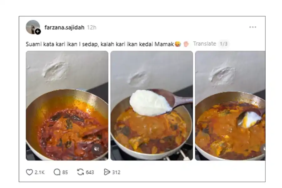 Perkongsian resipi tersebut dibuat menerusi laman Threads.