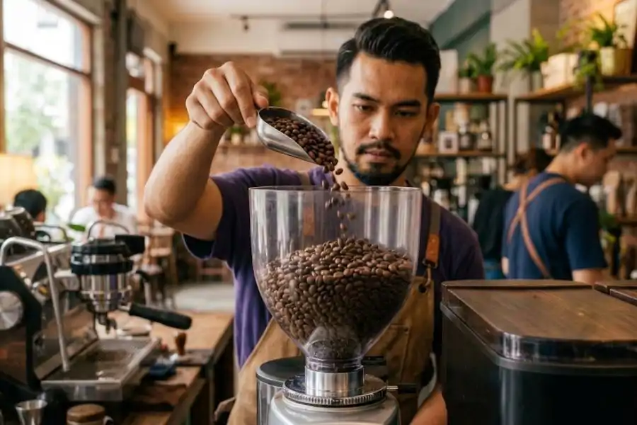Pemilihan biji kopi berkualiti juga penting untuk menghasilkan minuman dengan aroma mewah.