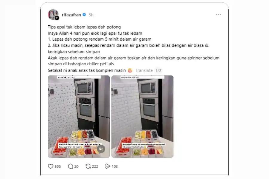 Perkongsian di laman Threads.