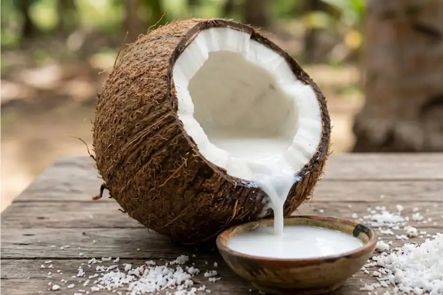 Kelapa tua mengandungi serat tinggi untuk membantu pencernaan.